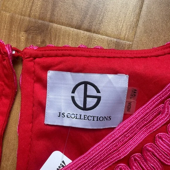 JS Collections Pink Ruffled Maxi Gown - Picture 8 of 15